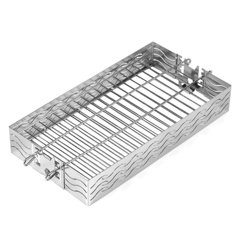 Skyflame Stainless Steel Flat Spit Rotisserie Grill Basket Fits for 5/16 Inch Square, 3/8 Inch Square, 1/2 Inch Hexagon Spit Rods - Image 1